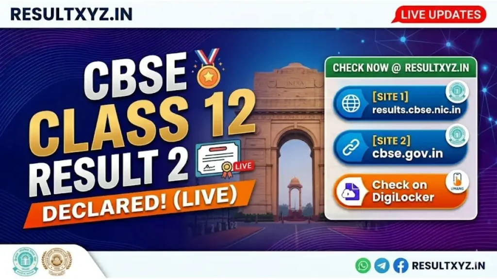 CBSE Class 12 Result 2026 Live Update Banner.