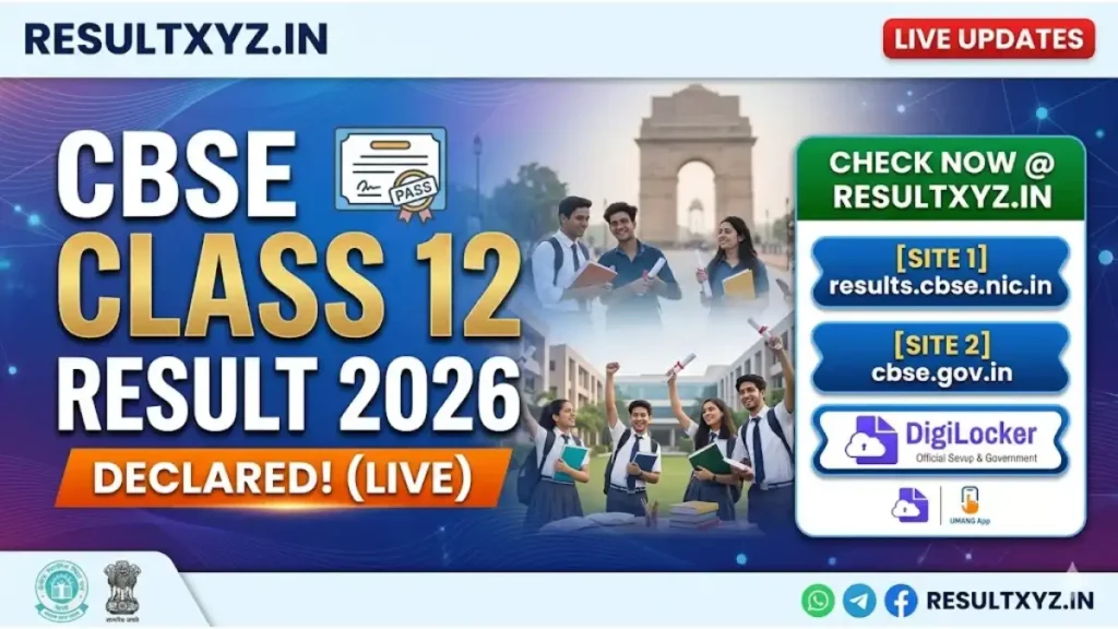 CBSE Class 12 Result 2026 Declaration Live Update Banner at ResultXYZ.in
