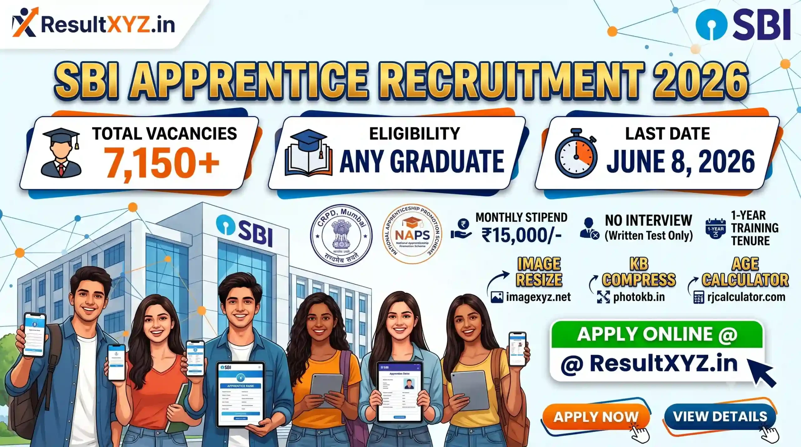 SBI Apprentice Recruitment 2026 (7,150 Posts): Apply Online Form banner mage