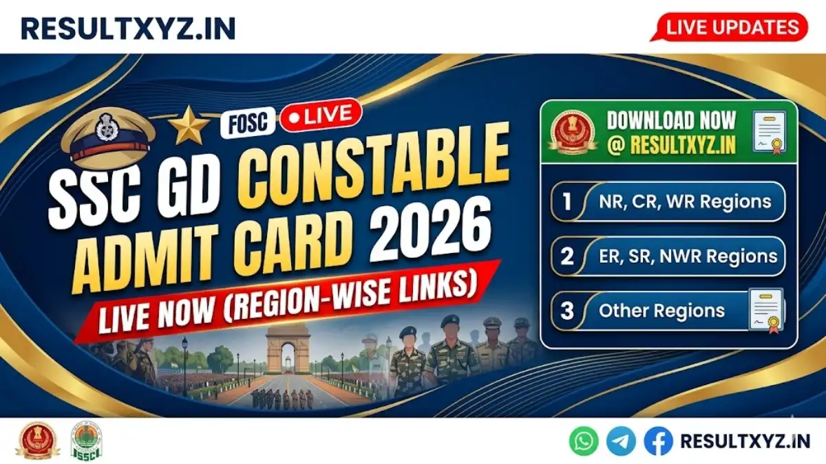 SSC GD Constable Admit Card 2026 Region-wise Download Banner at ResultXYZ.in.