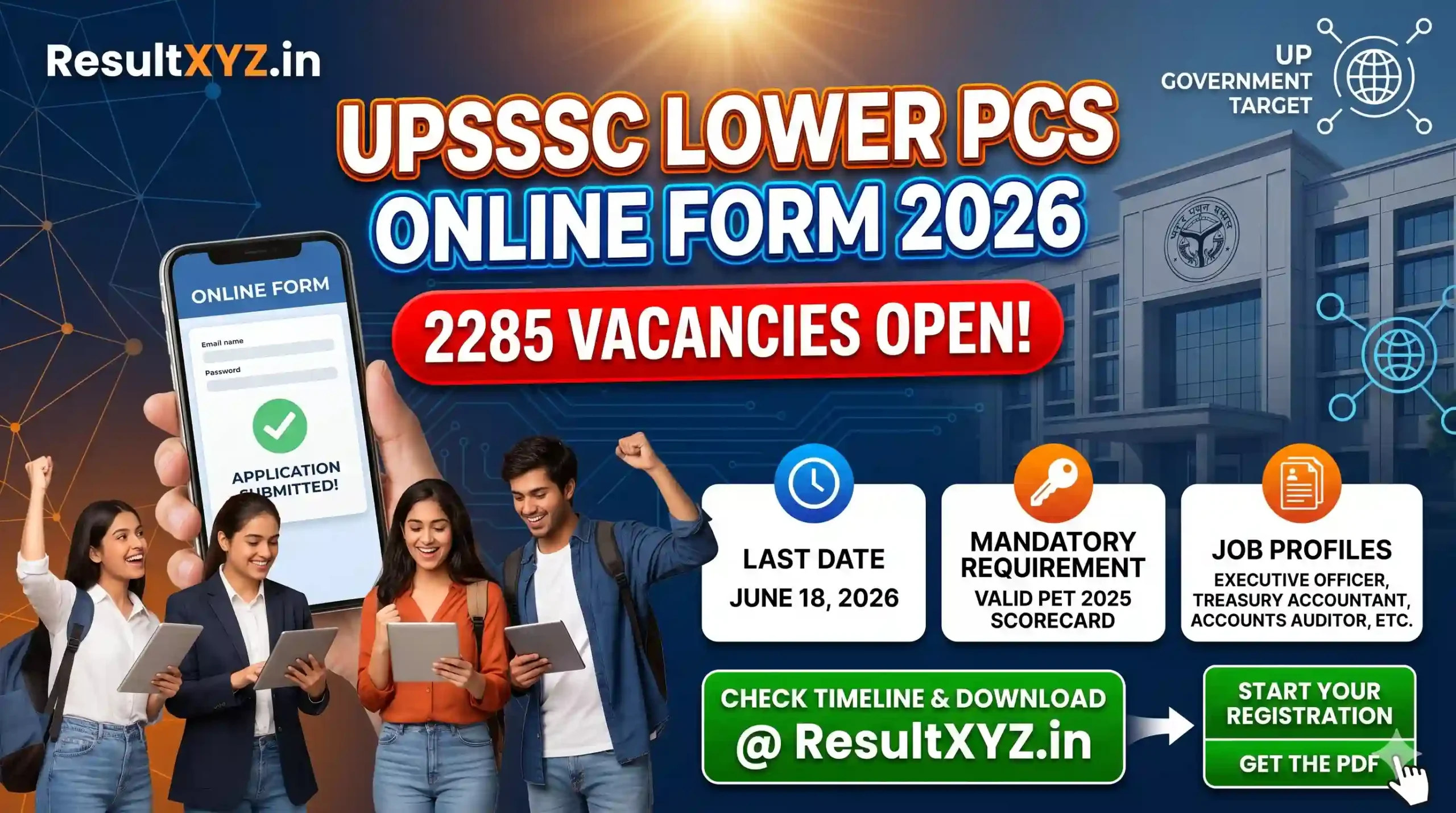banner of UPSSSC Lower PCS Online Form 2026 Apply for 2285 Posts